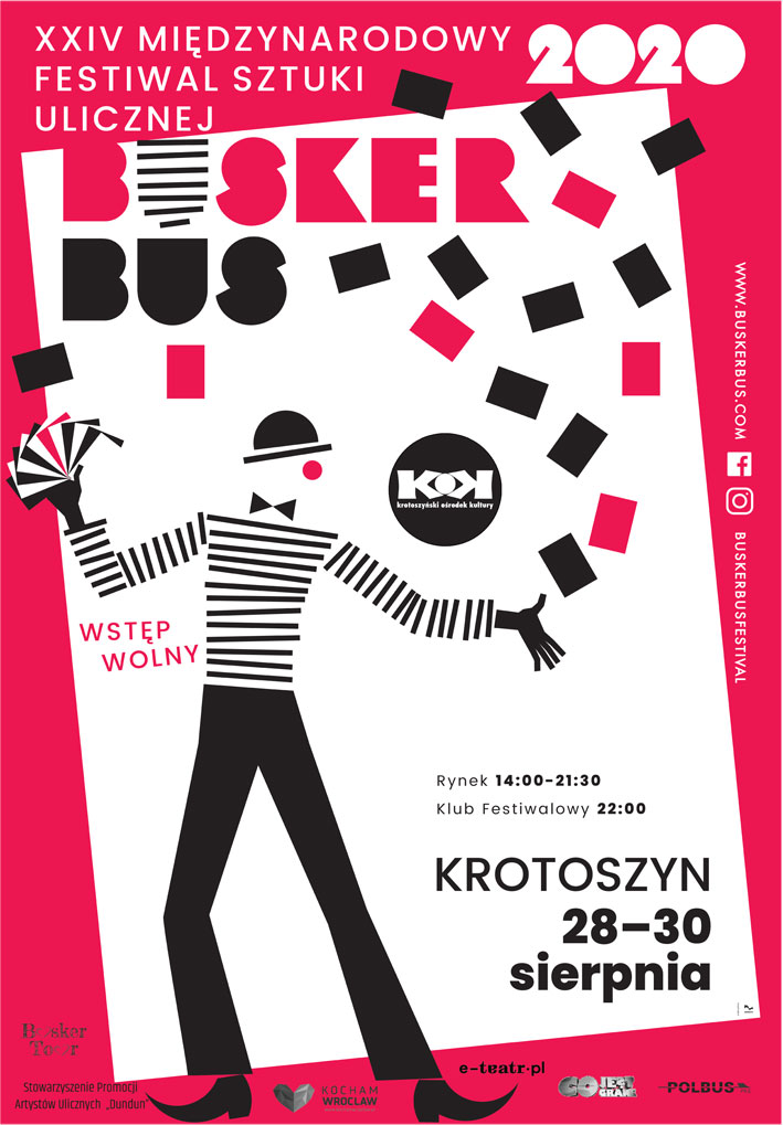 Plakat XXIV Międzynardowego Festiwalu Sztuki Ulicznej BuskerBus w Krotoszynie