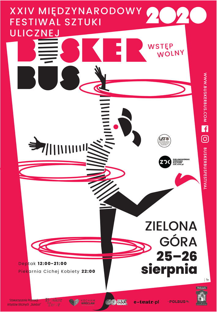 Plakat Festiwalu BuskerBus 2020 w Zielonej Górze